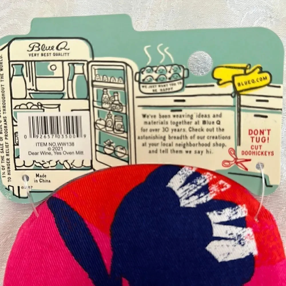 Blue Q Oven Mitt Cook Bake Dear Wine, Yes